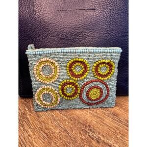 Beaded Funky Boho Blue Green Coin Purse Womens Travel Wallet FAST SHIP